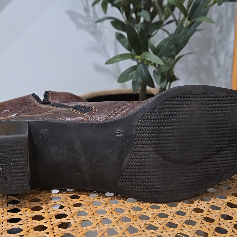 Vintage/Retro Y2K Rieker Brown Leather Cowboy/Western Ankle Boots - Picture 8 of 11